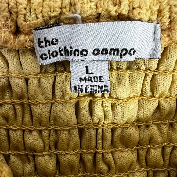 The Clothing Company Crop Top Womens L Mustard Yellow Eyelet Lace Hippie Boho - Picture 5 of 6